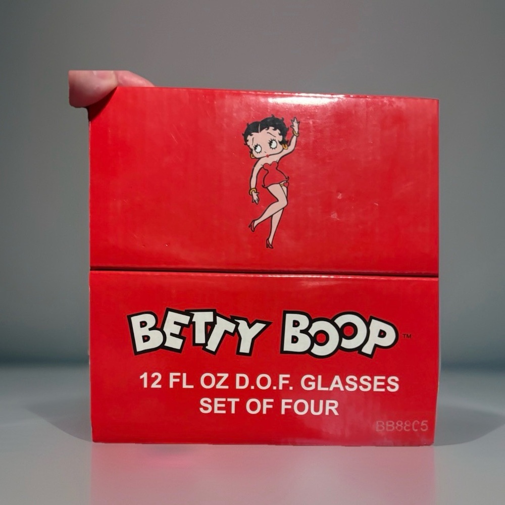 Betty Boop 12 Oz Double Old Fashion Glasses New In Box Is Great Shape - Picture 6 of 7